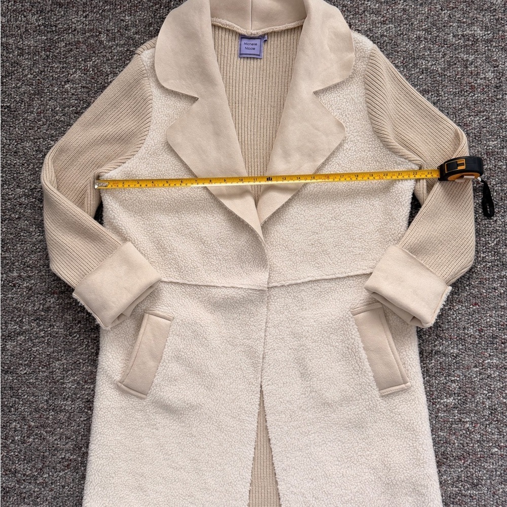 Michelle Nicole Wool Blend Cream Teddy Pea Coat XL - Picture 3 of 11